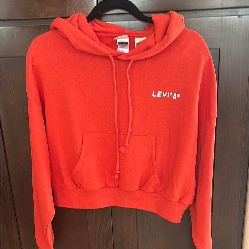 Levi's Cropped Red Hoodie Sweatshirt